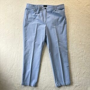 Talbots Pants Women Sz 14 Blue Chambray Perfect Chino Ankle Career Casual